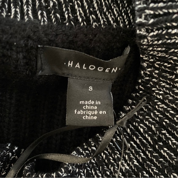 Halogen Mock Neck Metallic Ribbed Long Sleeve Sweater Rich Black Size Small - Picture 7 of 8